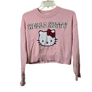 Aeropostale Hello Kitty Pink Crop Sweater Y2K Coquette Applique Graphic Kawaii S